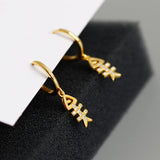 925 Silver Fish Bone Pendant Zircon Hoop Earrings for Women