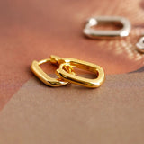 925 Silver Small Square Rectangle Hoop Earrings for Women
