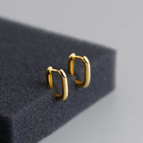 925 Silver Small Square Rectangle Hoop Earrings for Women
