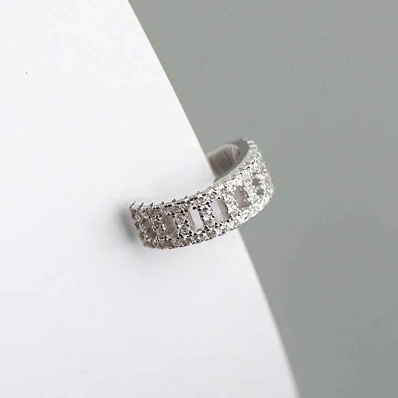 925 Silver CZ Ear Cuff Single Hoop Earring For Women