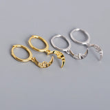 925 Silver Small Round Golden Baroque Style Moon Hoop Earring Ear Ring Clips