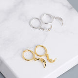 925 Silver Small Round Golden Baroque Style Moon Hoop Earring Ear Ring Clips