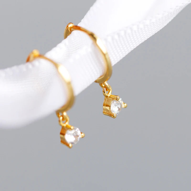925 Silver Small Round Zirconia Hoop Earring For Women
