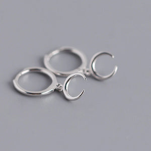 925 Silver Small Golden Moon Hoop Earring for Women