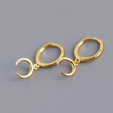 925 Silver Small Golden Moon Hoop Earring for Women