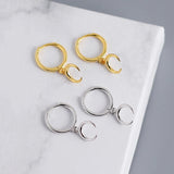 925 Silver Small Golden Moon Hoop Earring for Women
