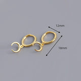 925 Silver Small Golden Moon Hoop Earring for Women