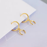 925 Silver Small Golden Moon Hoop Earring for Women