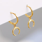 925 Silver Small Golden Moon Hoop Earring for Women