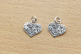 925 Silver Tibetan Charm Buddhist Word Pendant Heart-shape Amulet Godd Luck