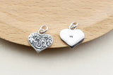 925 Silver Tibetan Charm Buddhist Word Pendant Heart-shape Amulet Godd Luck