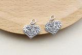 925 Silver Tibetan Charm Buddhist Word Pendant Heart-shape Amulet Godd Luck