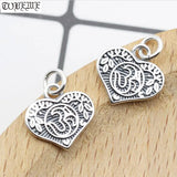 925 Silver Tibetan Charm Buddhist Word Pendant Heart-shape Amulet Godd Luck
