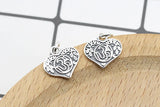 925 Silver Tibetan Charm Buddhist Word Pendant Heart-shape Amulet Godd Luck