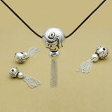 925 Silver Tibetan OM Beaded Tassel Charm DIY Bracelet Pendant