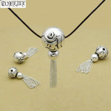925 Silver Tibetan OM Beaded Tassel Charm DIY Bracelet Pendant