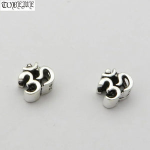 925 Silver Tibetan OM Beads Sterling Silver Buddhist OM Jewelry Beads