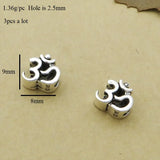 925 Silver Tibetan OM Beads Sterling Silver Buddhist OM Jewelry Beads