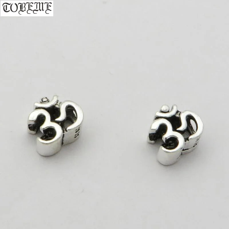 925 Silver Tibetan OM Beads Sterling Silver Buddhist OM Jewelry Beads