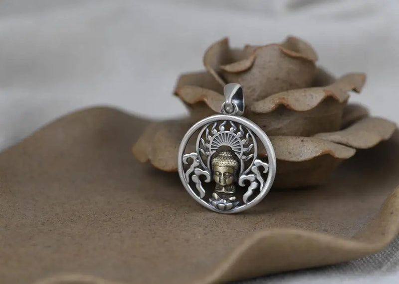 925 Silver Tibetan Buddha Statue Pendant