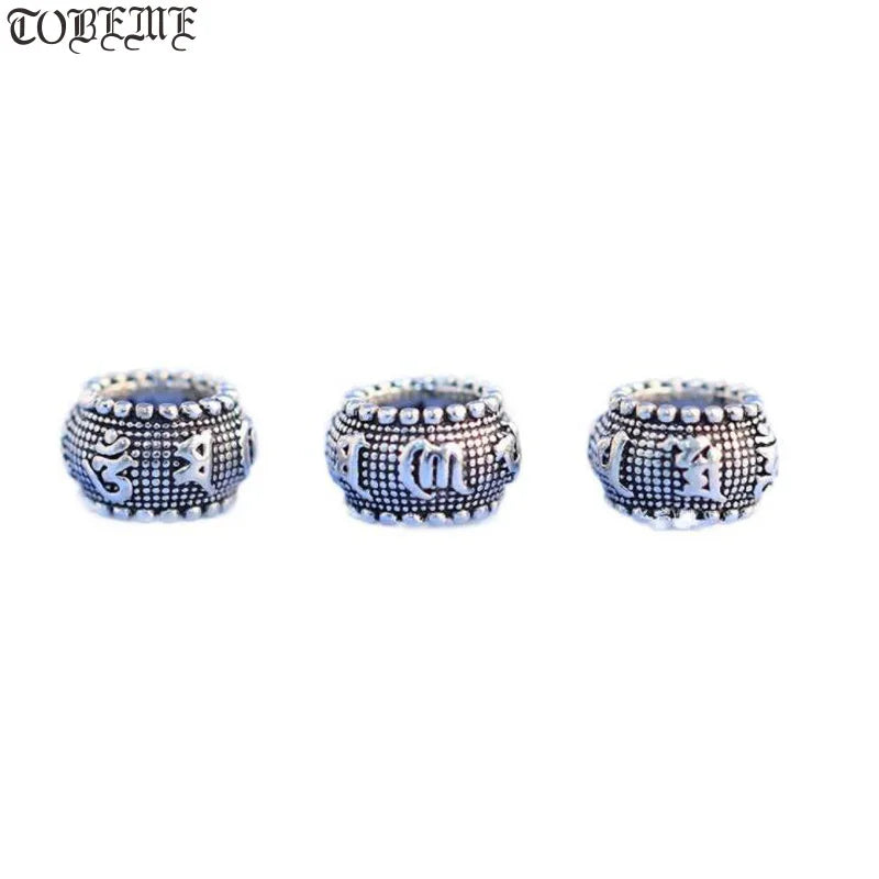 925 Silver Tibetan Six Words Large Hole Beads