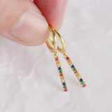 925 Silver Multicolor Zirconia Hoop Earring Delicate Ear Oorbellen