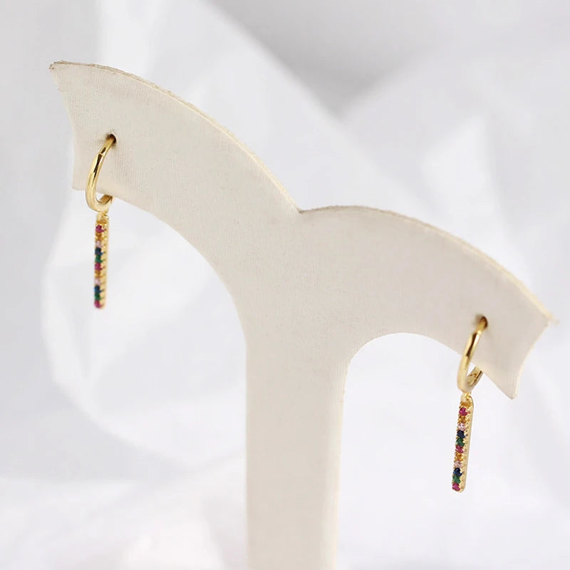 925 Silver Multicolor Zirconia Hoop Earring Delicate Ear Oorbellen