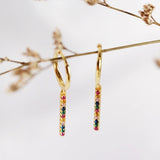 925 Silver Multicolor Zirconia Hoop Earring Delicate Ear Oorbellen