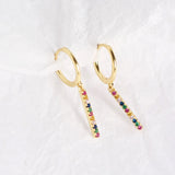925 Silver Multicolor Zirconia Hoop Earring Delicate Ear Oorbellen