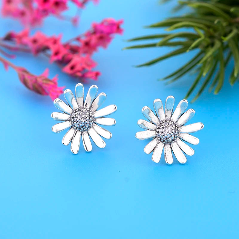 925 Silver Daisy Stud Earring for Women Baby Kid