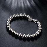 925 Solid Silver Beads Bracelet for Teen Girl Lady Jewelry