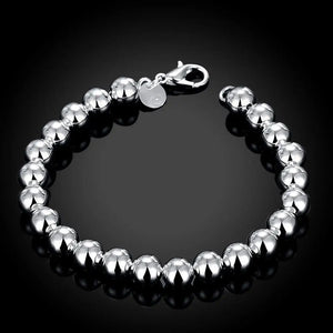 925 Solid Silver Beads Bracelet for Teen Girl Lady Jewelry