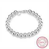 925 Solid Silver Beads Bracelet for Teen Girl Lady Jewelry