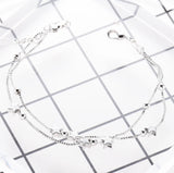 925 Sterling Silver Double Layer Star Beads Bracelet for Women Girl