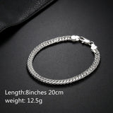 925 Solid Silver 6MM Sideway Chain Bracelet Wedding Party Gift