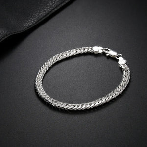 925 Solid Silver 6MM Sideway Chain Bracelet Wedding Party Gift