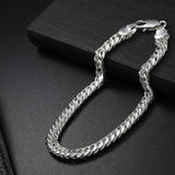 925 Solid Silver 6MM Sideway Chain Bracelet Wedding Party Gift