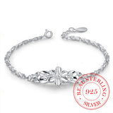 925 Solid Silver Women's love flower Bracelet Wedding Party Gift
