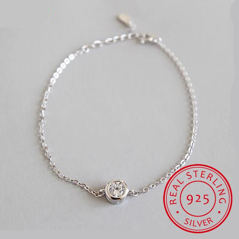 925 Sterling Silver CZ Bracelet for Women Wedding Party Gift