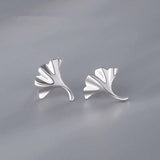 925 Silver Ginkgo Biloba Leaf Stud Earrings for Women