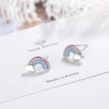925 Sterling Silver Rainbow Cloud Stud Earring Colorful CZ Women Girl