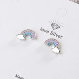 925 Sterling Silver Rainbow Cloud Stud Earring Colorful CZ Women Girl