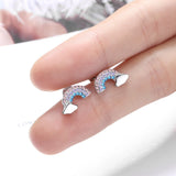 925 Sterling Silver Rainbow Cloud Stud Earring Colorful CZ Women Girl