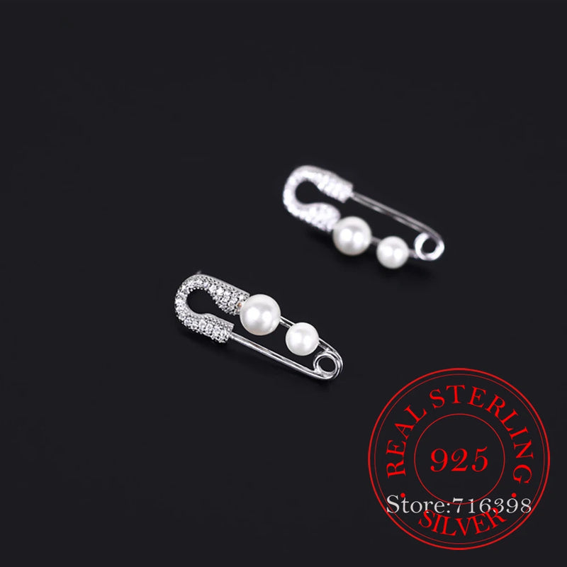 925 Sterling Silver Pearl Stud Earrings Wedding Jewelry