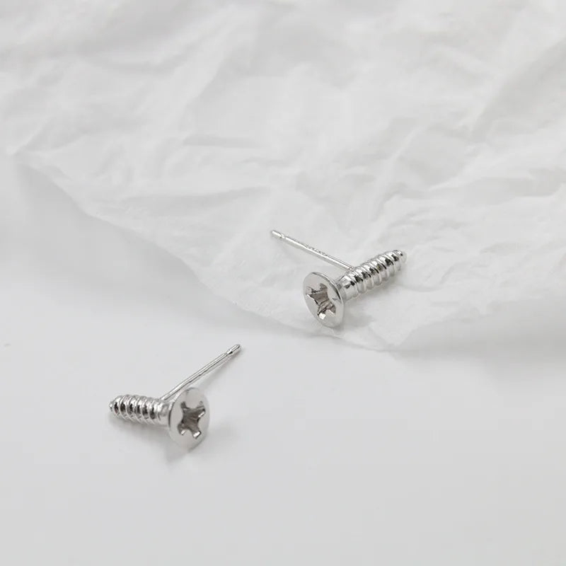 925 Silver Screw Stud Earrings for Women Girls Party Jewelry