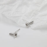 925 Silver Screw Stud Earrings for Women Girls Party Jewelry