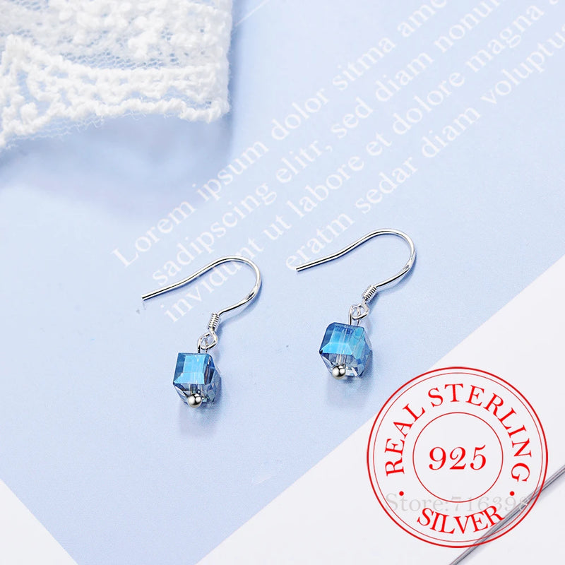 925 Sterling Silver Square Stud Earrings Wedding Jewelry Gift