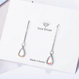925 Sterling Silver Water Drop Linked Stick Stud Earrings for Women