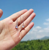 925 Sterling Silver Water Drop Linked Stick Stud Earrings for Women