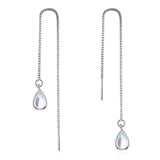 925 Sterling Silver Water Drop Linked Stick Stud Earrings for Women